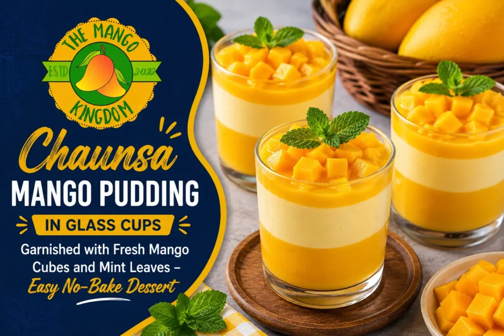 chaunsa mango in pudding glass cup.