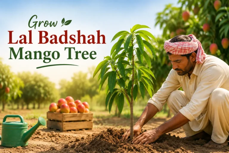 How to Grow a Lal Badshah Mango Tree in Pakistan — Plant, Farm & Harvest Guide 3 Lal Badshah mango tree planting in Pakistan orchard with young mango sapling