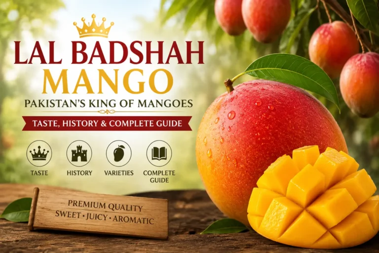 Lal Badshah Mango: Pakistan's King of Mangoes — Taste, History & Complete Guide 5 Lal Badshah Mango Pakistan's King of Mangoes with fresh ripe fruit and sliced pulp in mango orchard