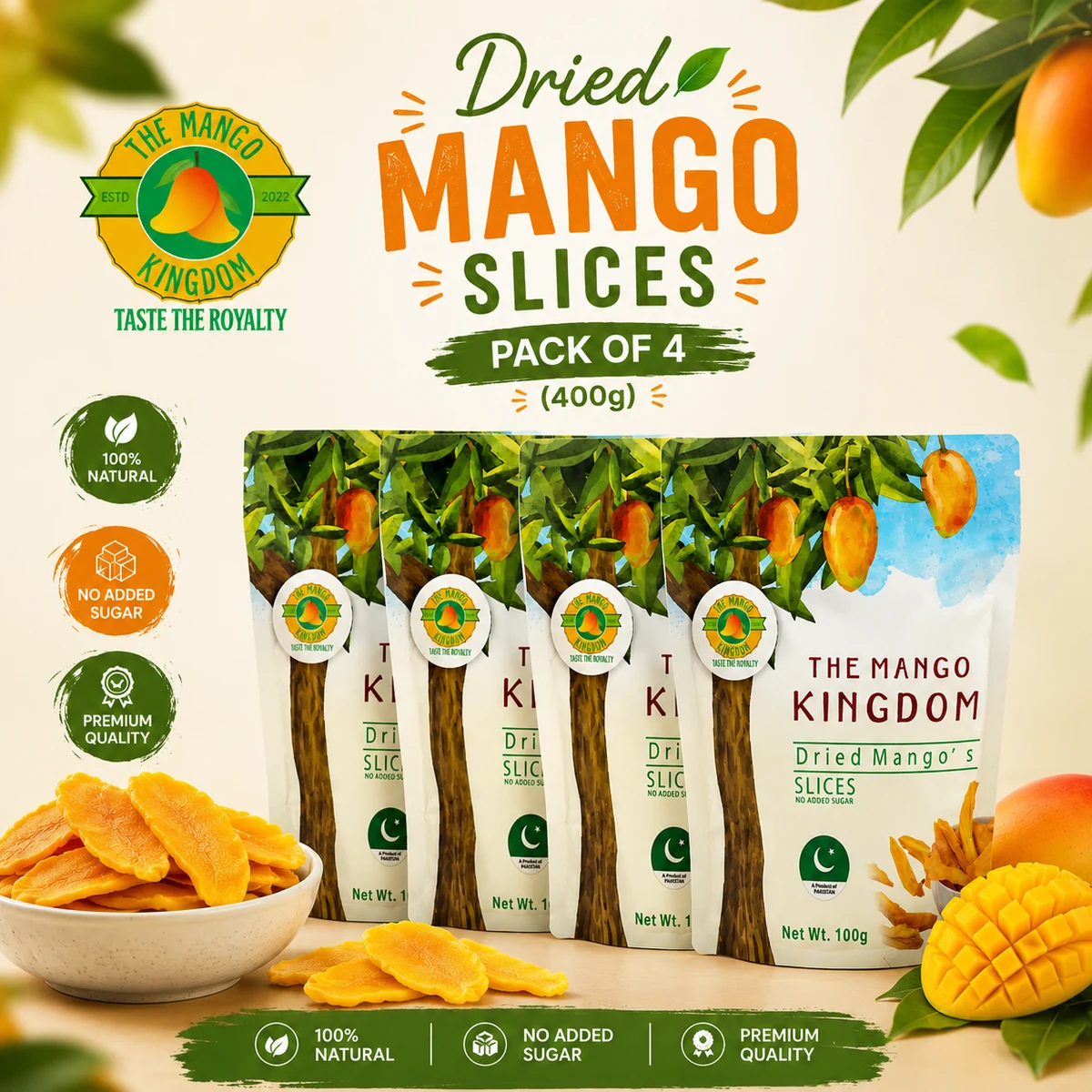Dehydrated Mango 400g β Natural Dry Mango Slices, Healthy Snack Pack 1 dreid mango 400g